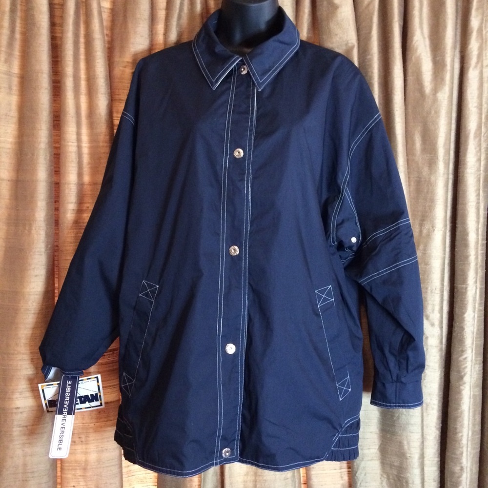 SOLD!! Completely Reversible Braetan Rain Coat Blue/White - Picture 3 of 8